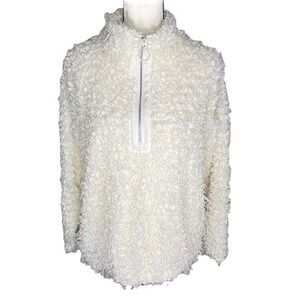 SKYE'S THE LIMIT Sweater Cream Color Popcorn Fringe Knit Pullover Top